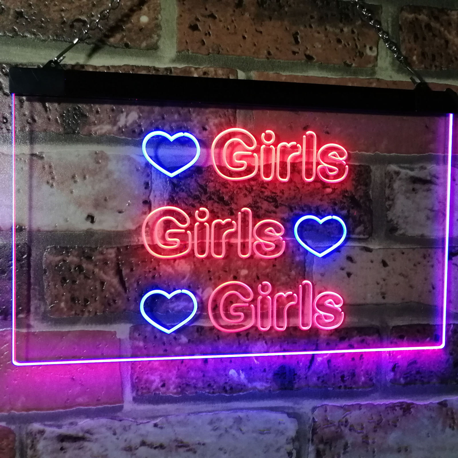 Girls Heart Bedroom Dual Color Led Neon Sign